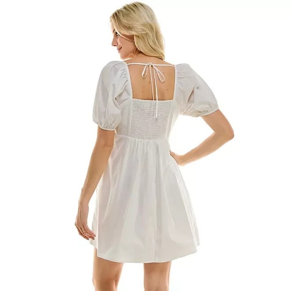 Draper James Smocked Puff Sleeve White Mini Dress XL